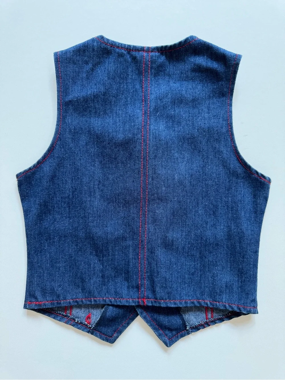 Levi’s Vintage Red Tab Blue Denim Vest Shooting Star Rainbow Embroidery, Size 4